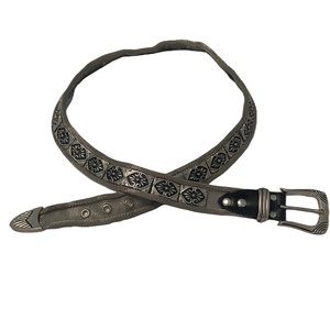 Y2K Vintage leather and metal belt